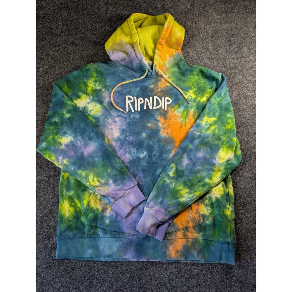 RIPNDIP Hoodie Mens M Multicolor Tie Dye Save The World Skater Pullover